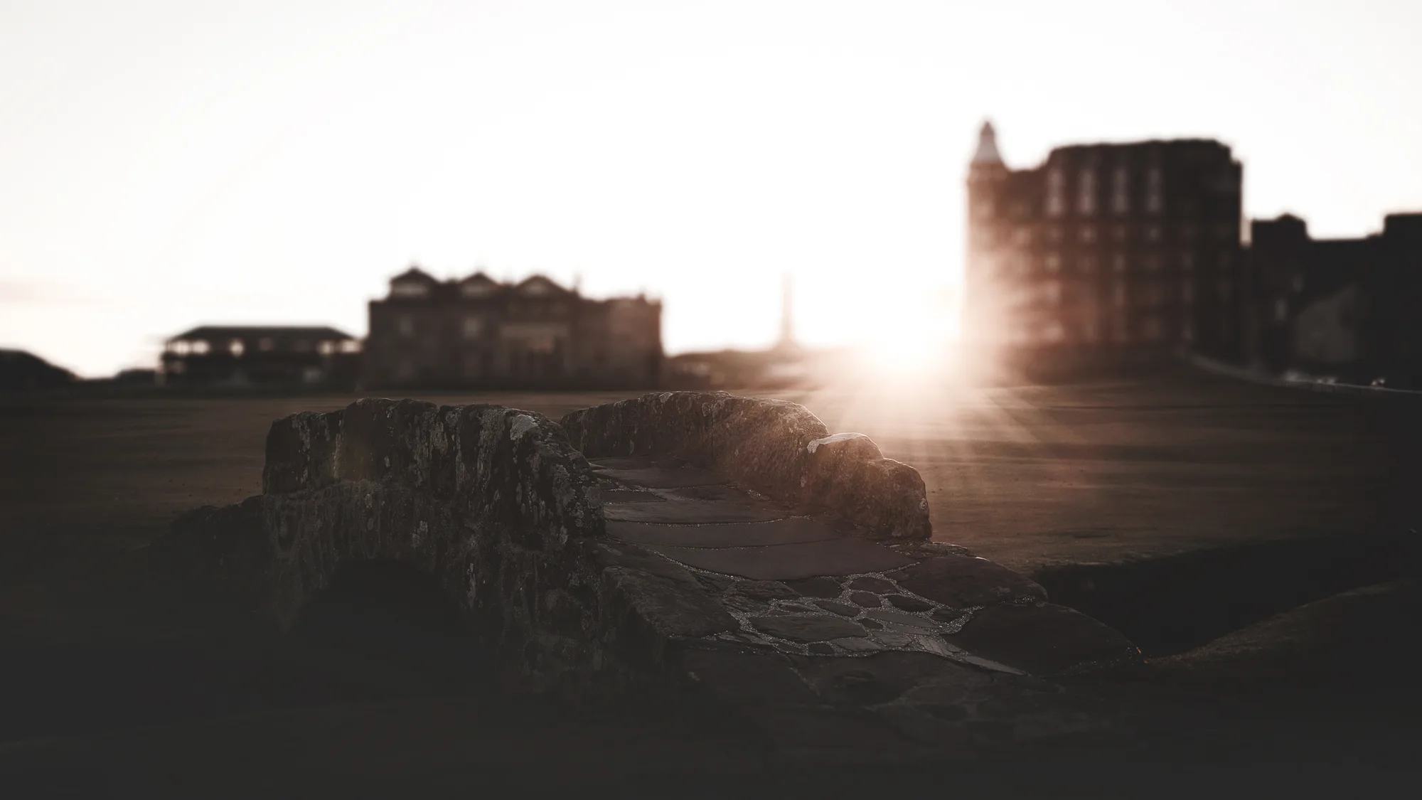 The Swilcan Bridge on the Old Course at sunset